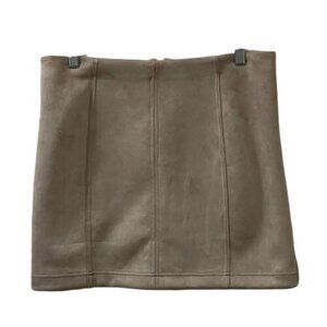 Shinestar Beige Mini Skirt Faux Suede Back Zipper Straight Size Large